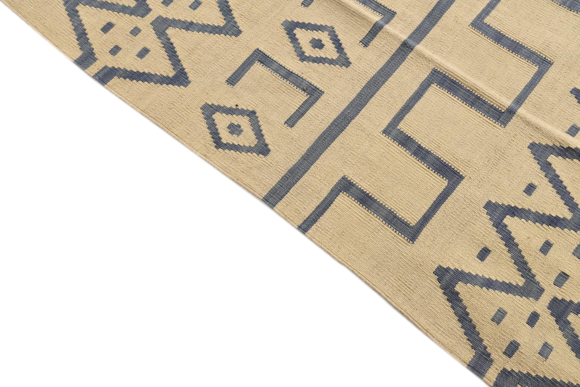 7' 1 x 9' 9 Hand Woven Kilim Modern Wool Rug