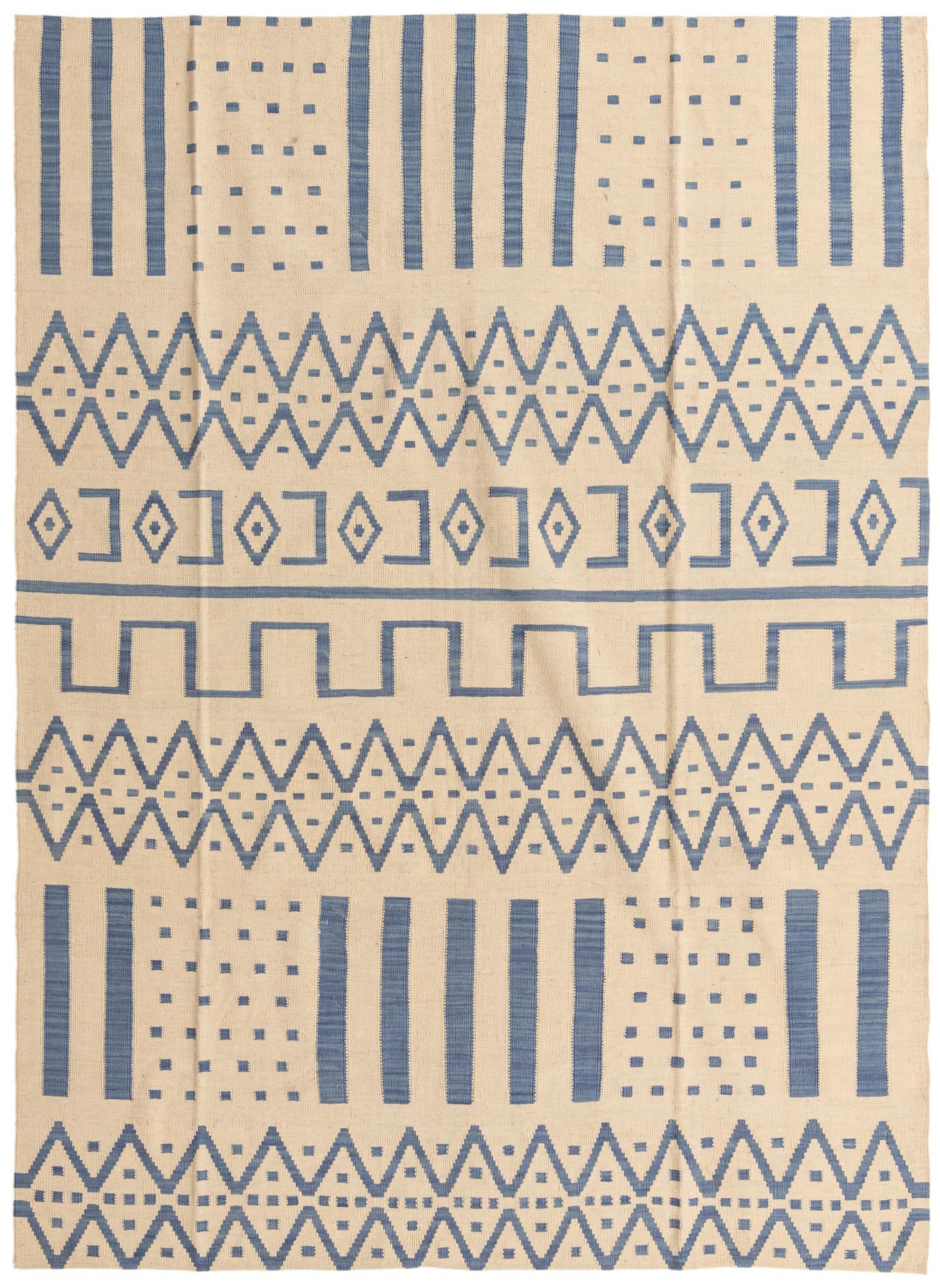 7' 1 x 9' 9 Hand Woven Kilim Modern Wool Rug