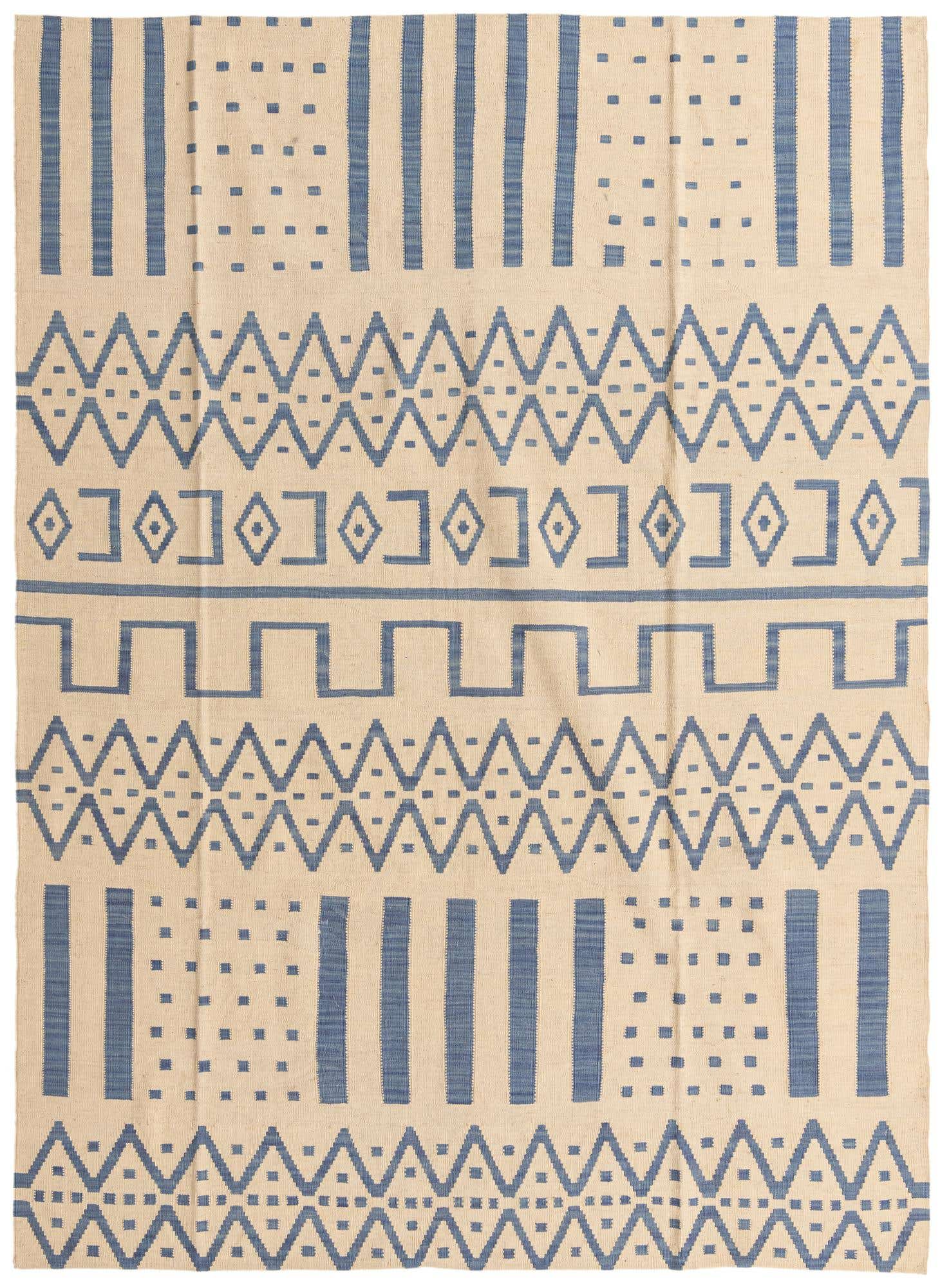 7' 1 x 9' 9 Hand Woven Kilim Modern Wool Rug