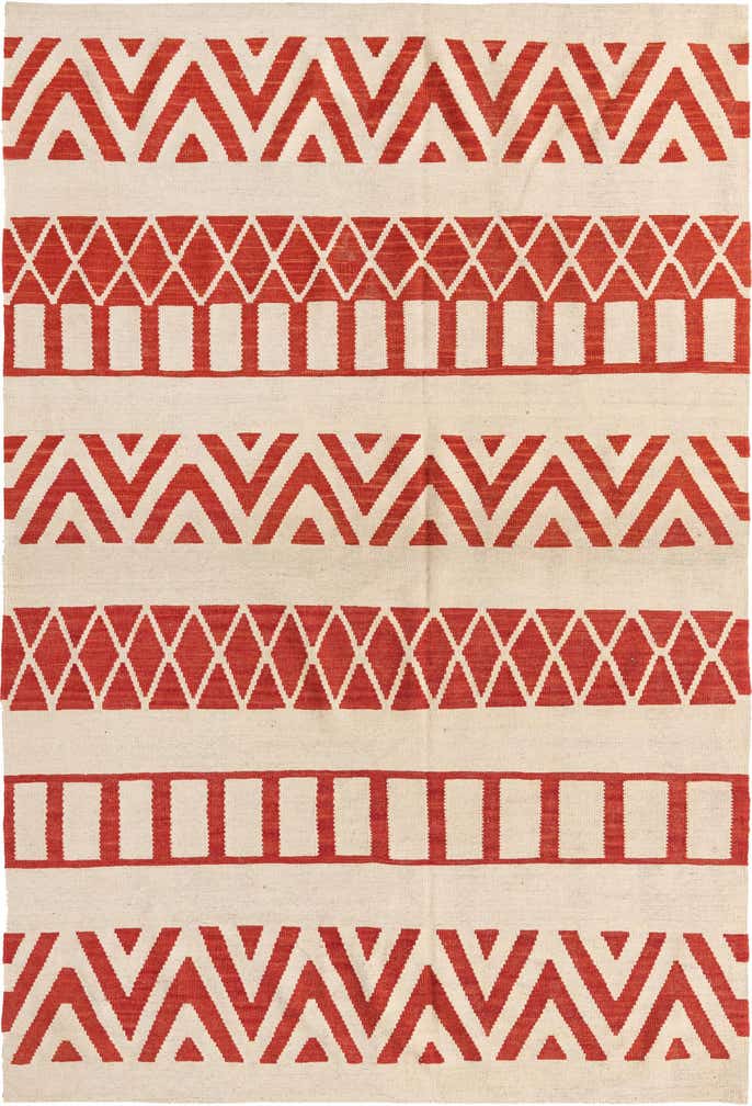 5' 6 x 9' 7 Hand Woven Kilim Modern Wool Rug
