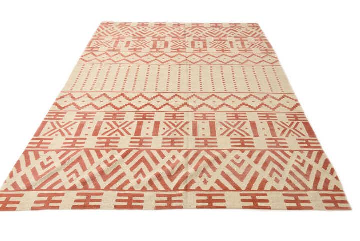 6' 10 x 9' 7 Hand Woven Kilim Modern Wool Rug