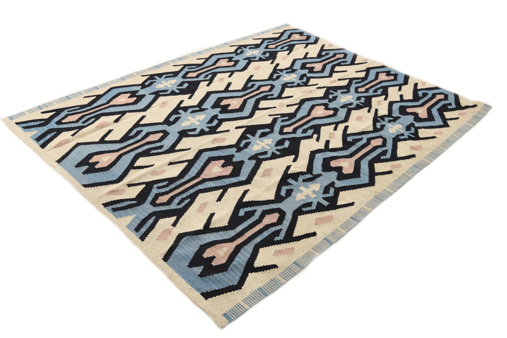 6' x 7' 10 Hand Woven Kilim Modern Wool Rug