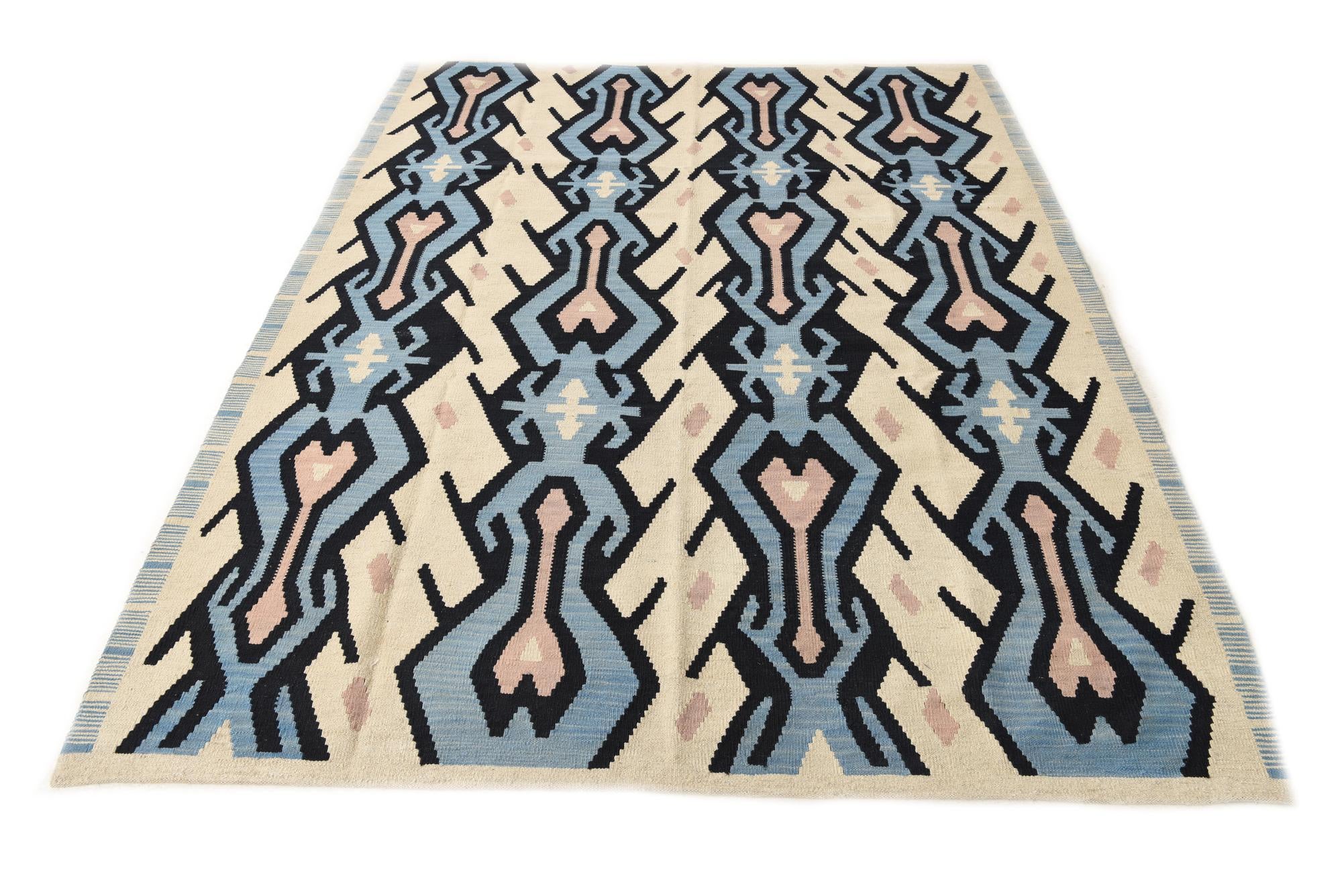 6' x 7' 10 Hand Woven Kilim Modern Wool Rug