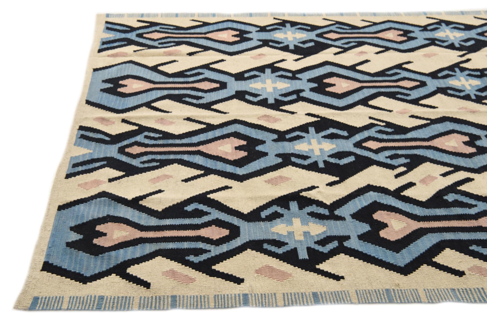 6' x 7' 10 Hand Woven Kilim Modern Wool Rug