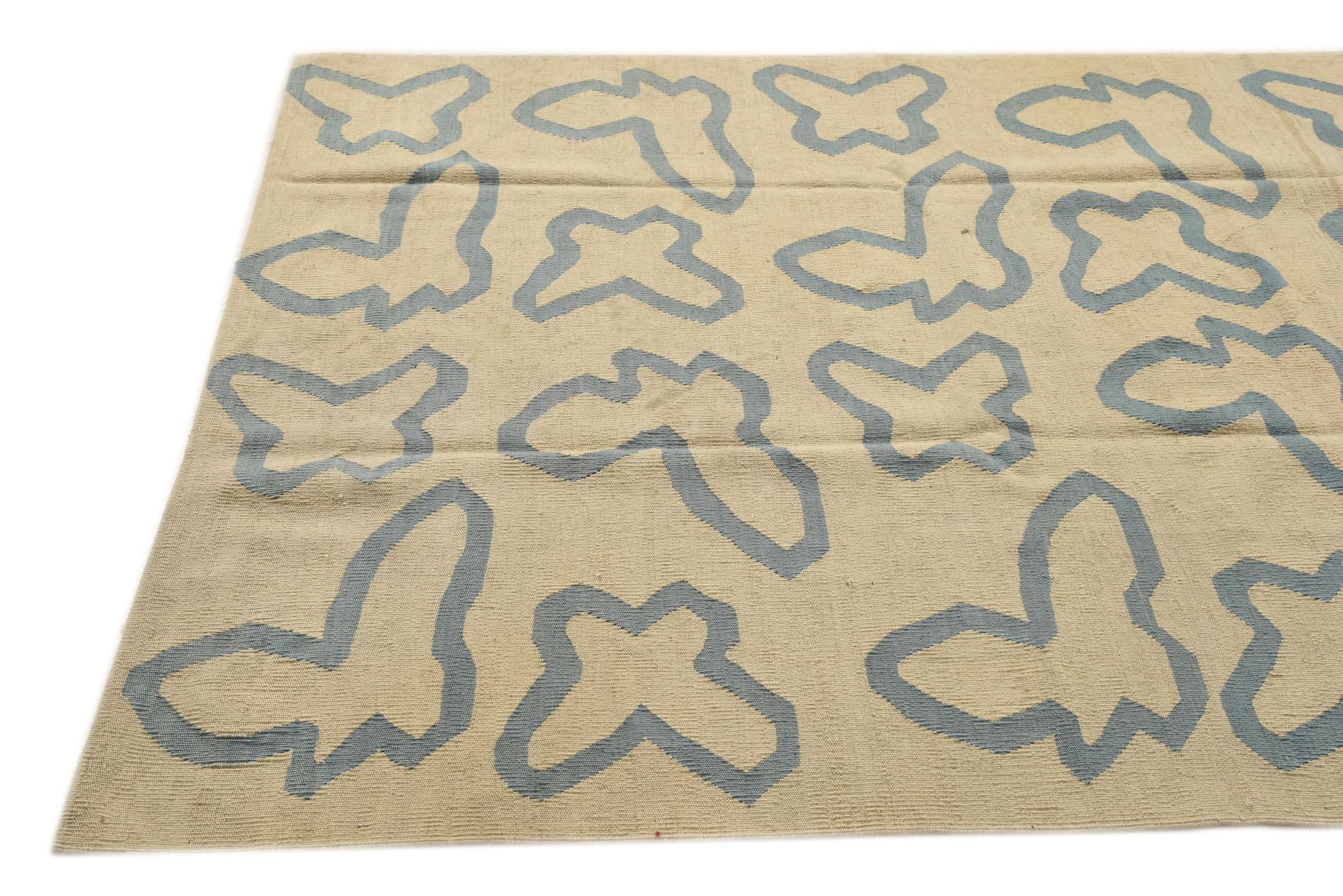 5' 2 x 6' 5 Hand Woven Kilim Modern Wool Rug