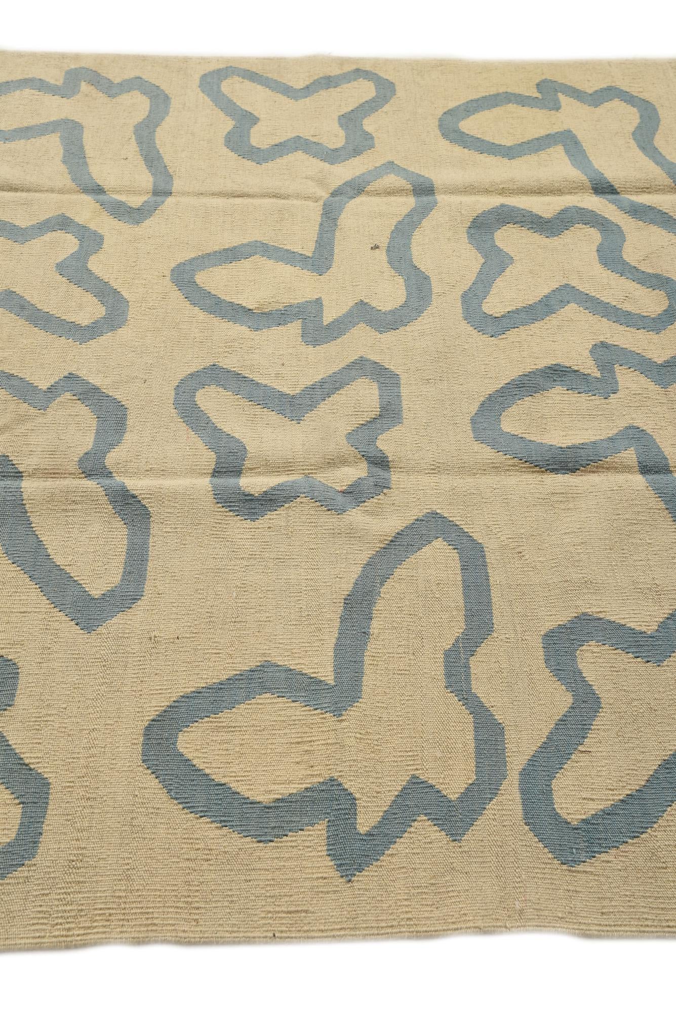 5' 2 x 6' 5 Hand Woven Kilim Modern Wool Rug