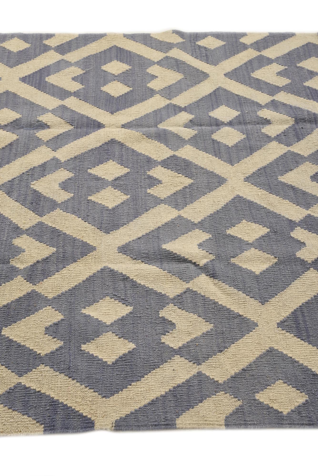 4' 1 x 5' 8 Hand Woven Kilim Modern Wool Rug