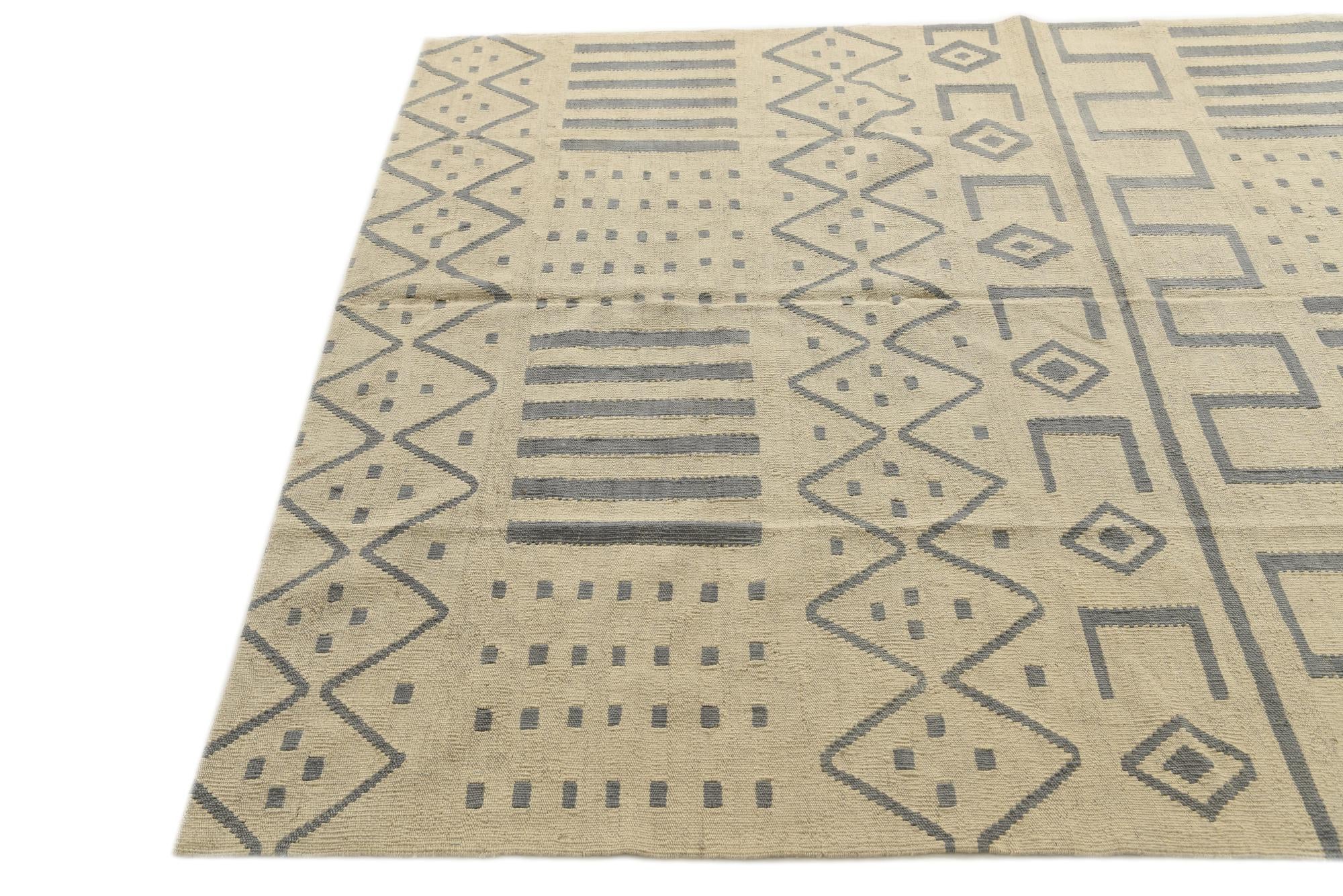 6' x 7' 6 Hand Woven Kilim Modern Wool Rug