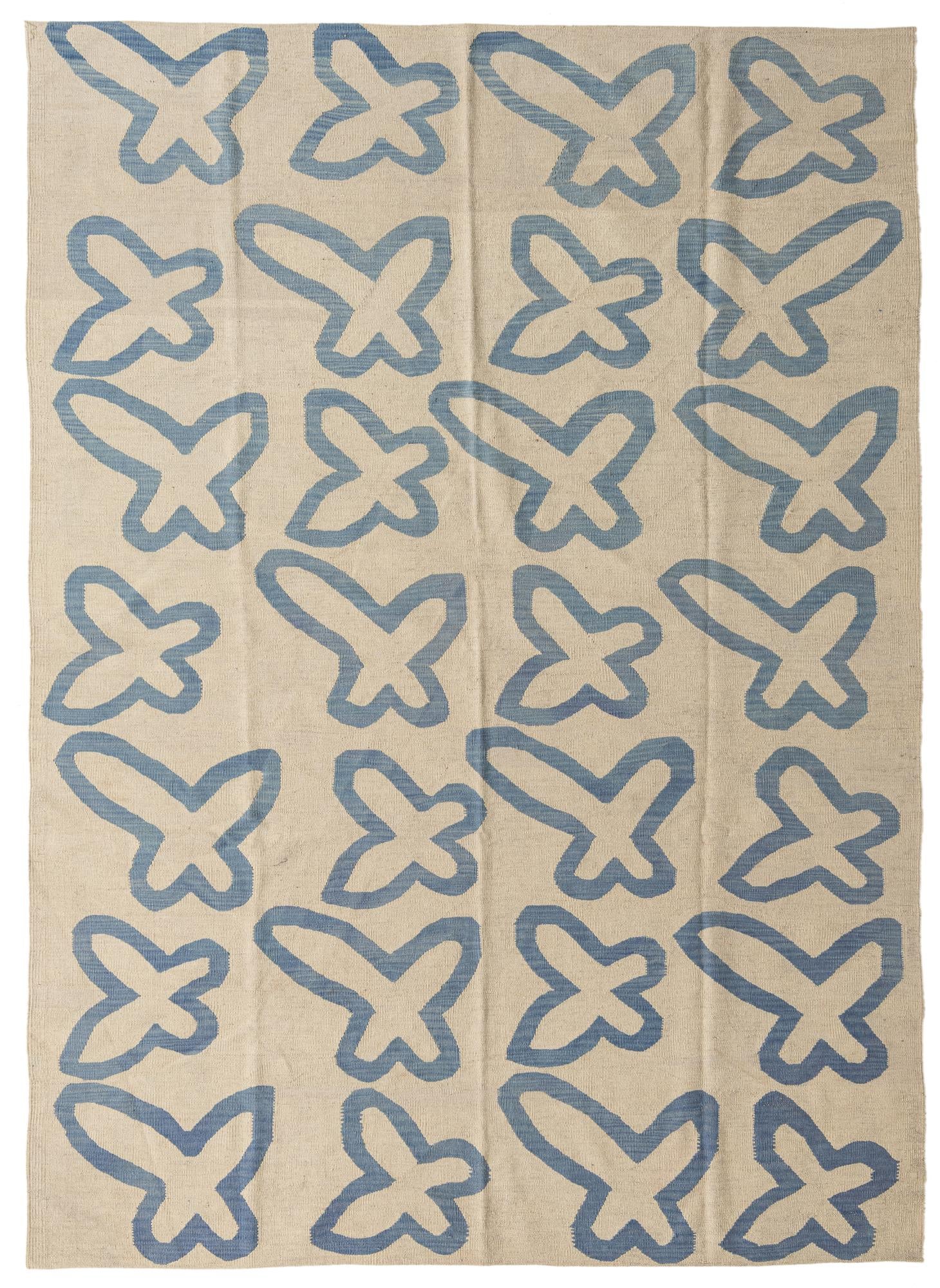6' 8 x 9' 5 Hand Woven Kilim Modern Wool Rug