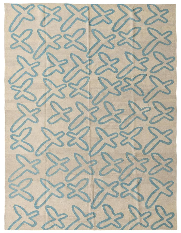 Detail image of 6' 10 x 9' 8 Hand Woven Kilim Modern Wool Rug