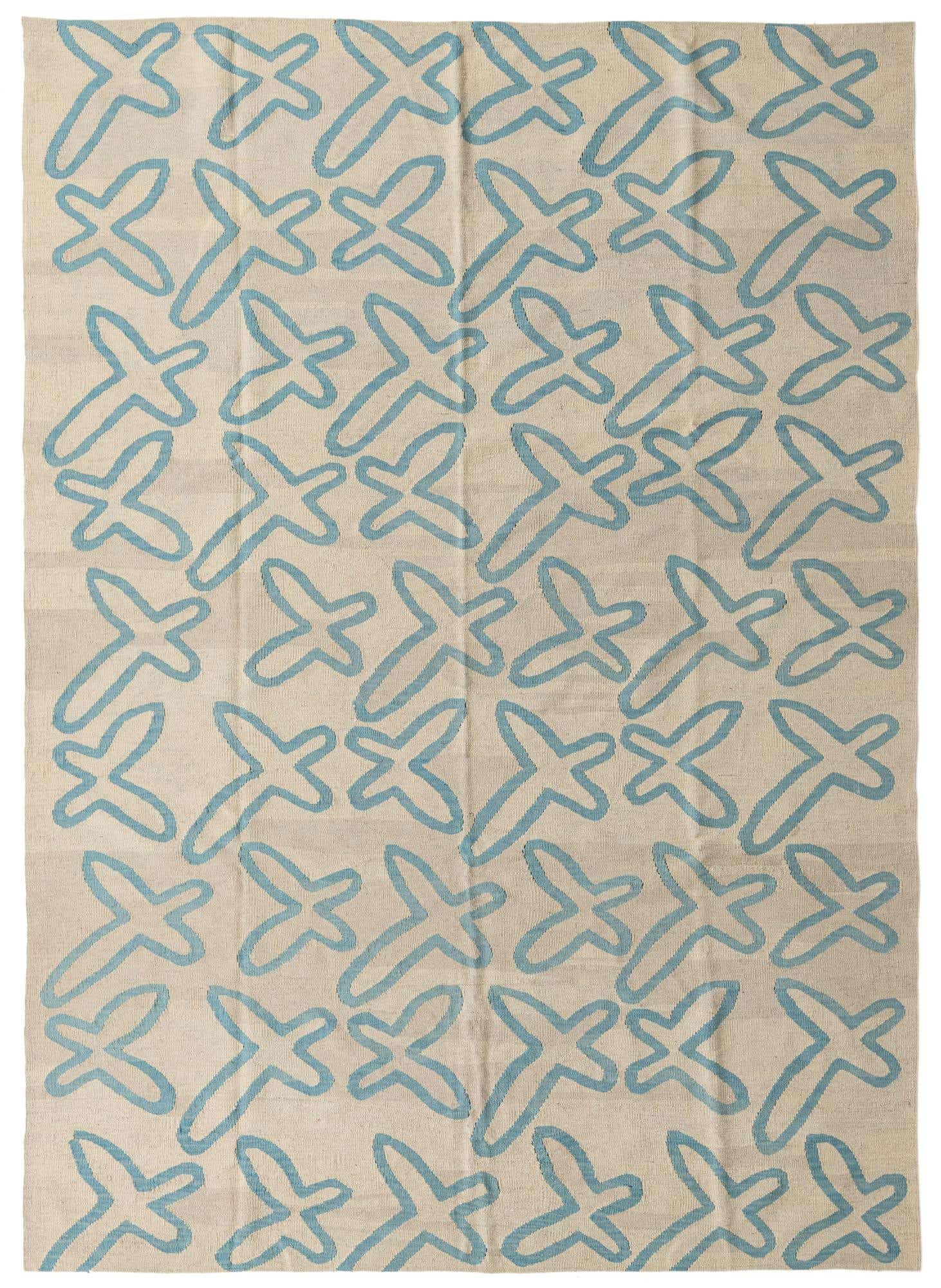 6' 10 x 9' 8 Hand Woven Kilim Modern Wool Rug