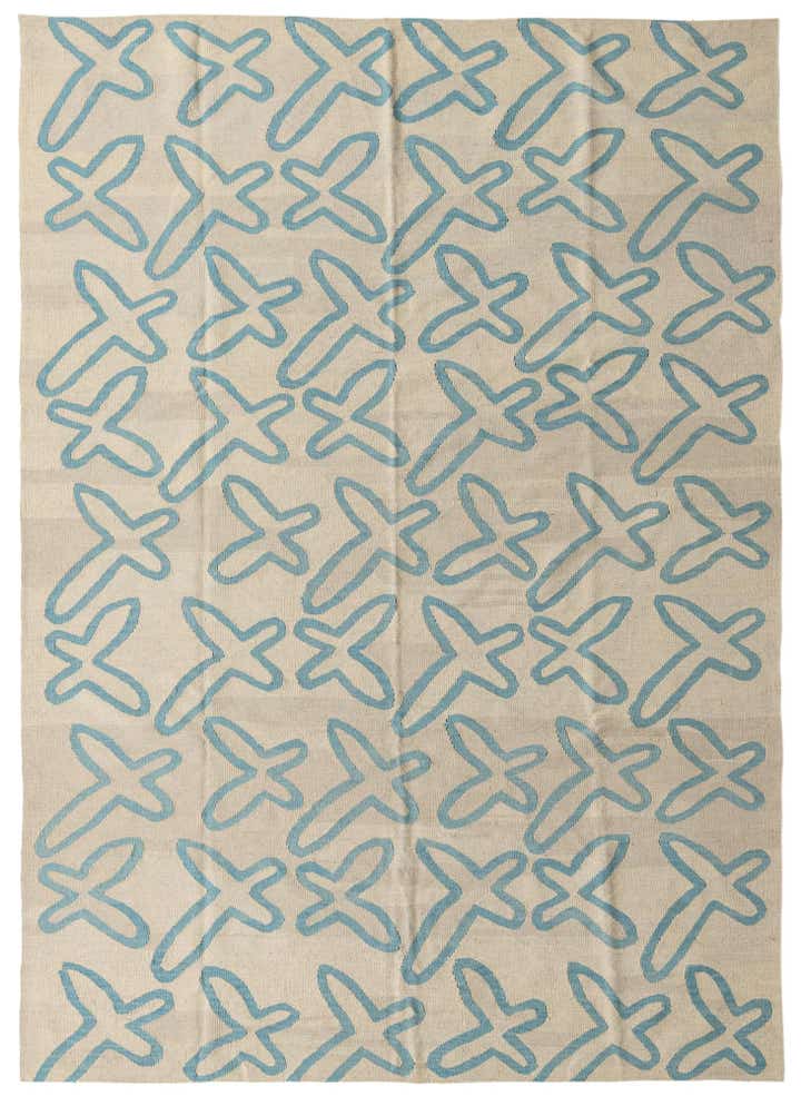 6' 10 x 9' 8 Hand Woven Kilim Modern Wool Rug