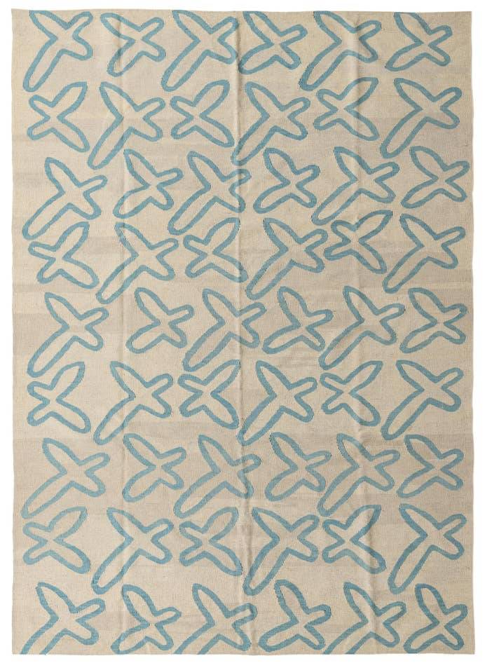 Detail image of 6' 10 x 9' 8 Hand Woven Kilim Modern Wool Rug
