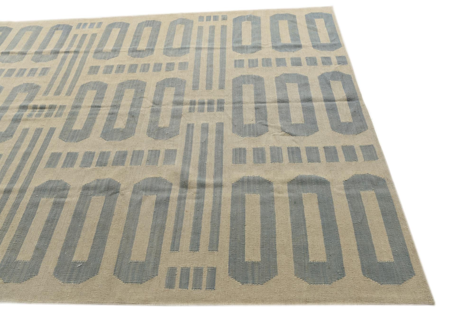 6' 3 x 9' 5 Hand Woven Kilim Modern Wool Rug