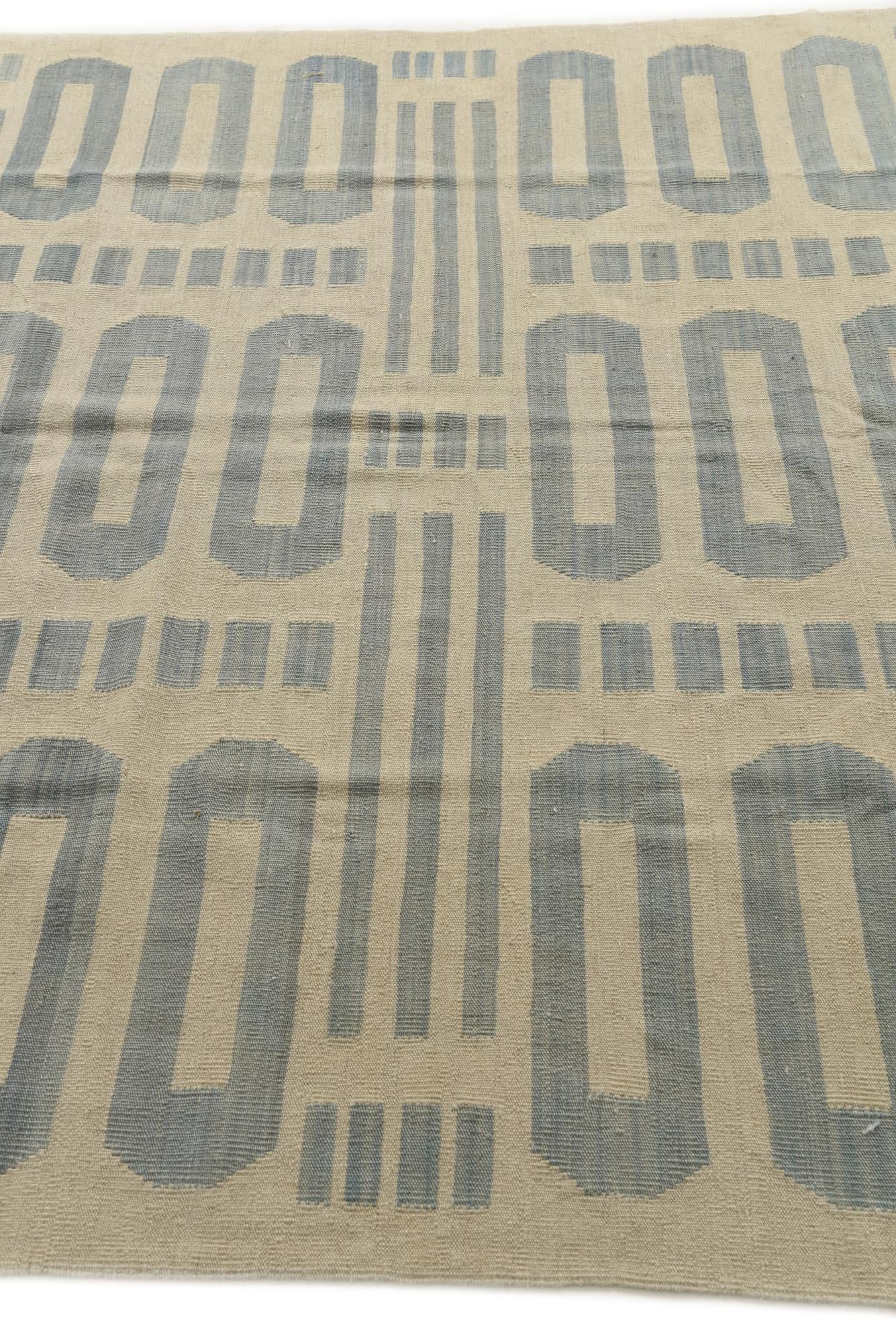 6' 3 x 9' 5 Hand Woven Kilim Modern Wool Rug