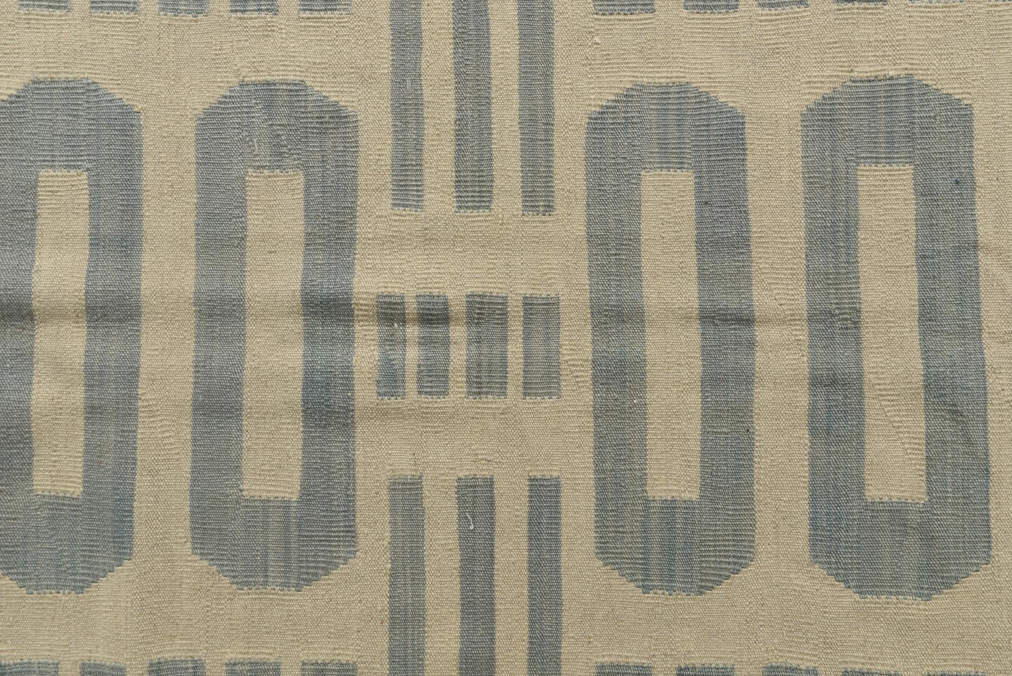 6' 3 x 9' 5 Hand Woven Kilim Modern Wool Rug