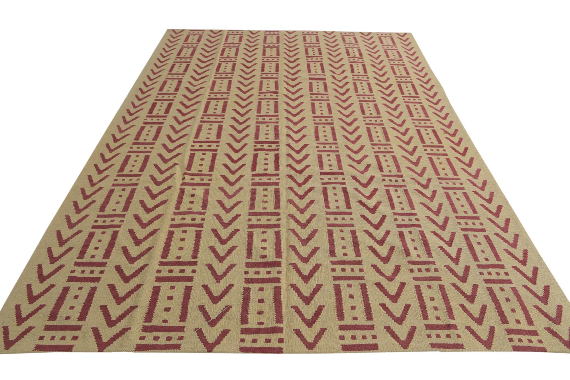 6' 9 x 9' 9 Hand Woven Kilim Modern Wool Rug