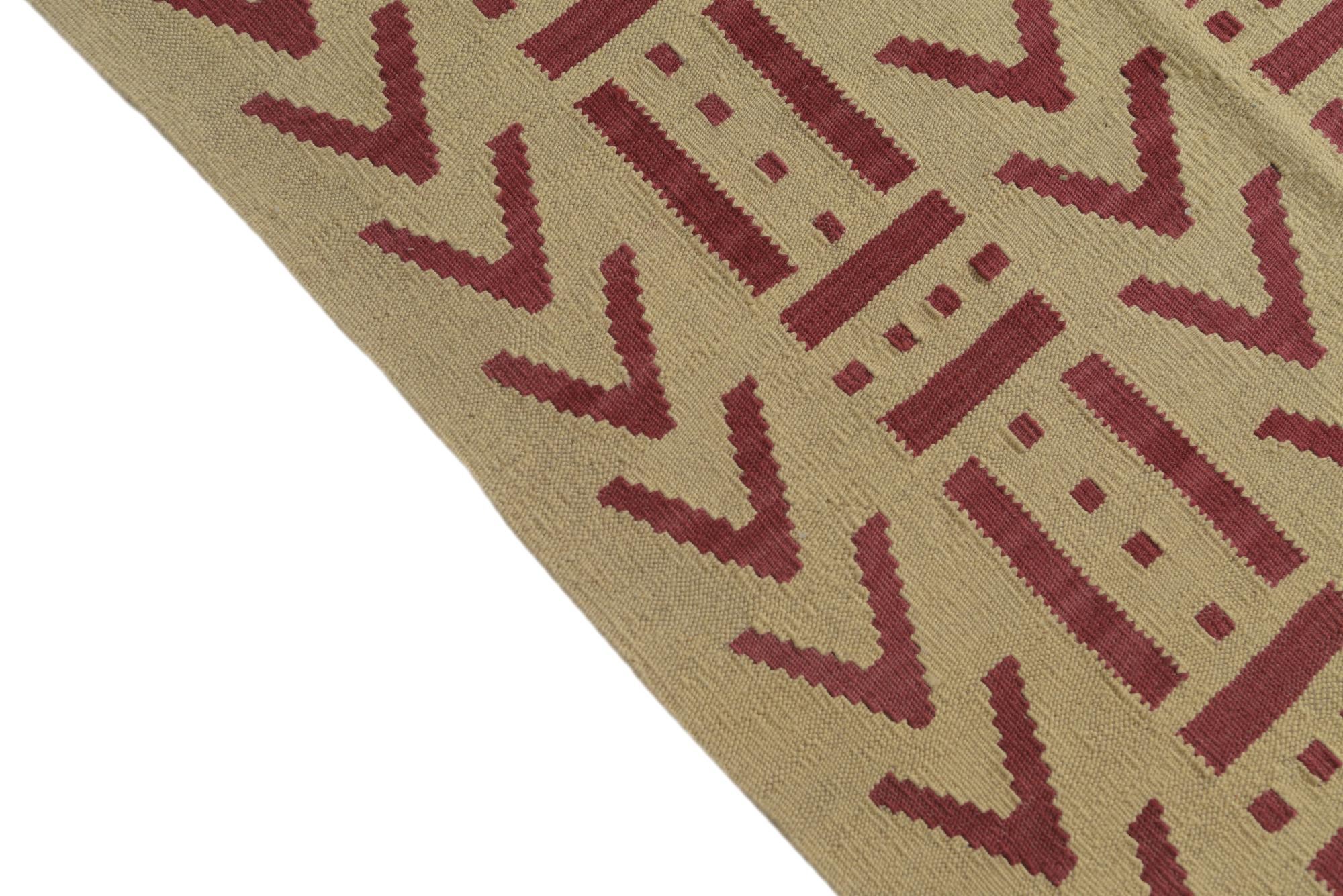 6' 9 x 9' 9 Hand Woven Kilim Modern Wool Rug