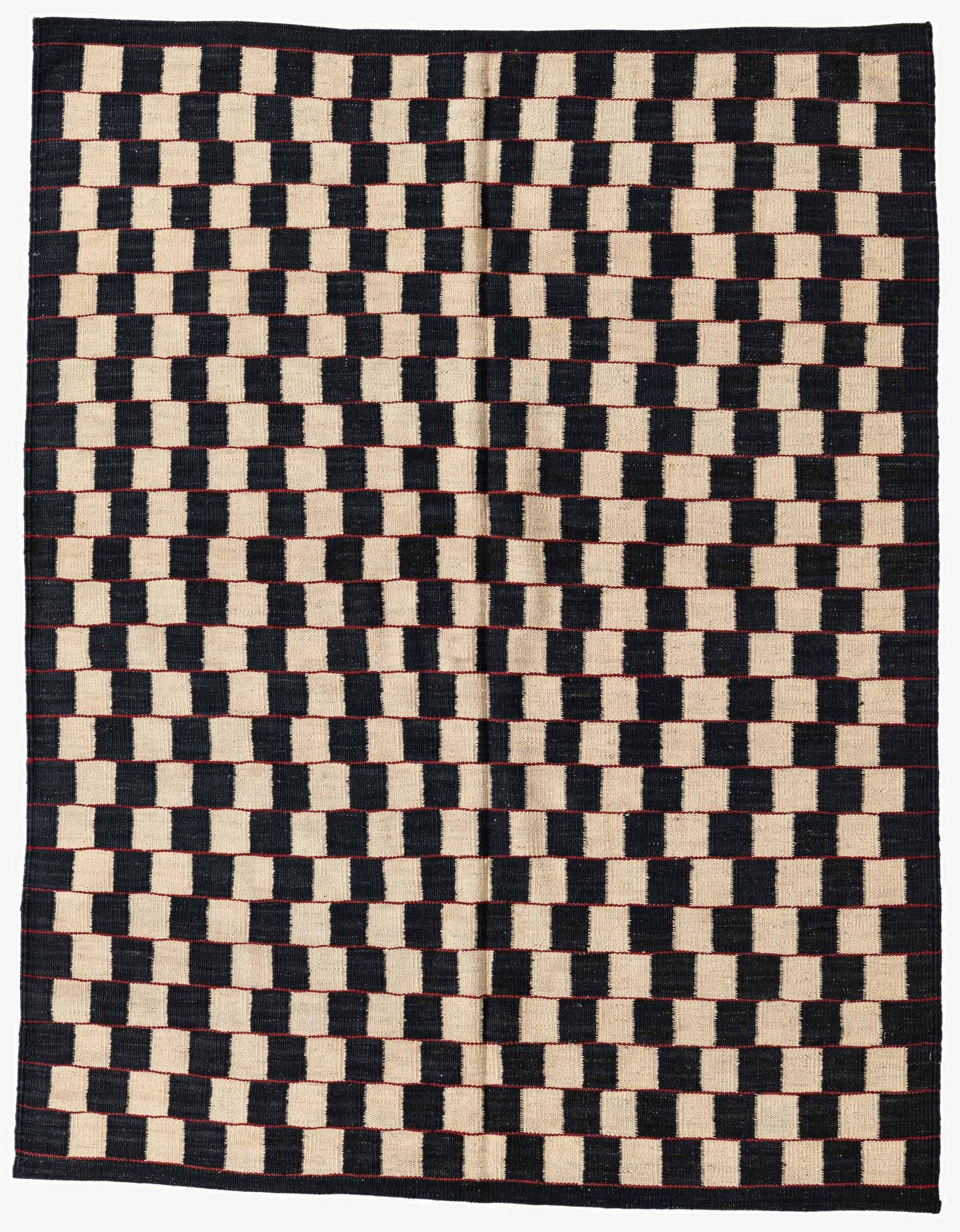 4' 10 x 6' 2  Hand Woven Kilim Modern Wool Rug