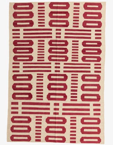 6' 5 x 9' 6 Hand Woven Kilim Modern Wool Rug