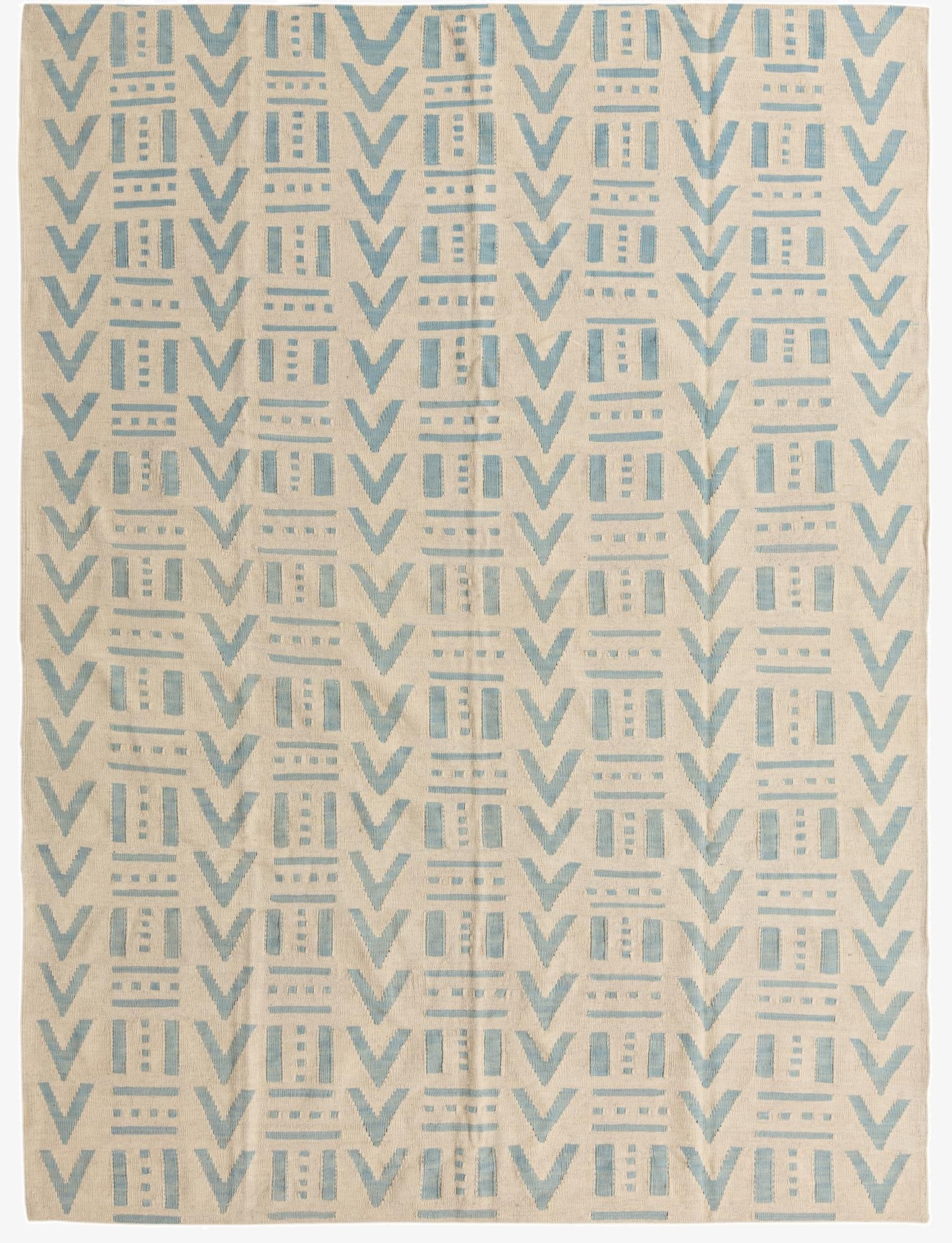 7' x 9' 4  Hand Woven Kilim Modern Wool Rug