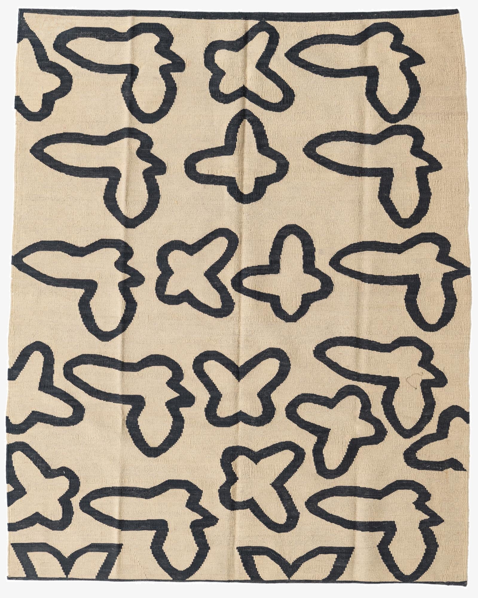 5' 2 x 6' 4  Hand Woven Kilim Modern Wool Rug