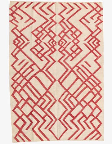 4' 2 x 6' 2 Hand Woven Kilim Modern Wool Rug