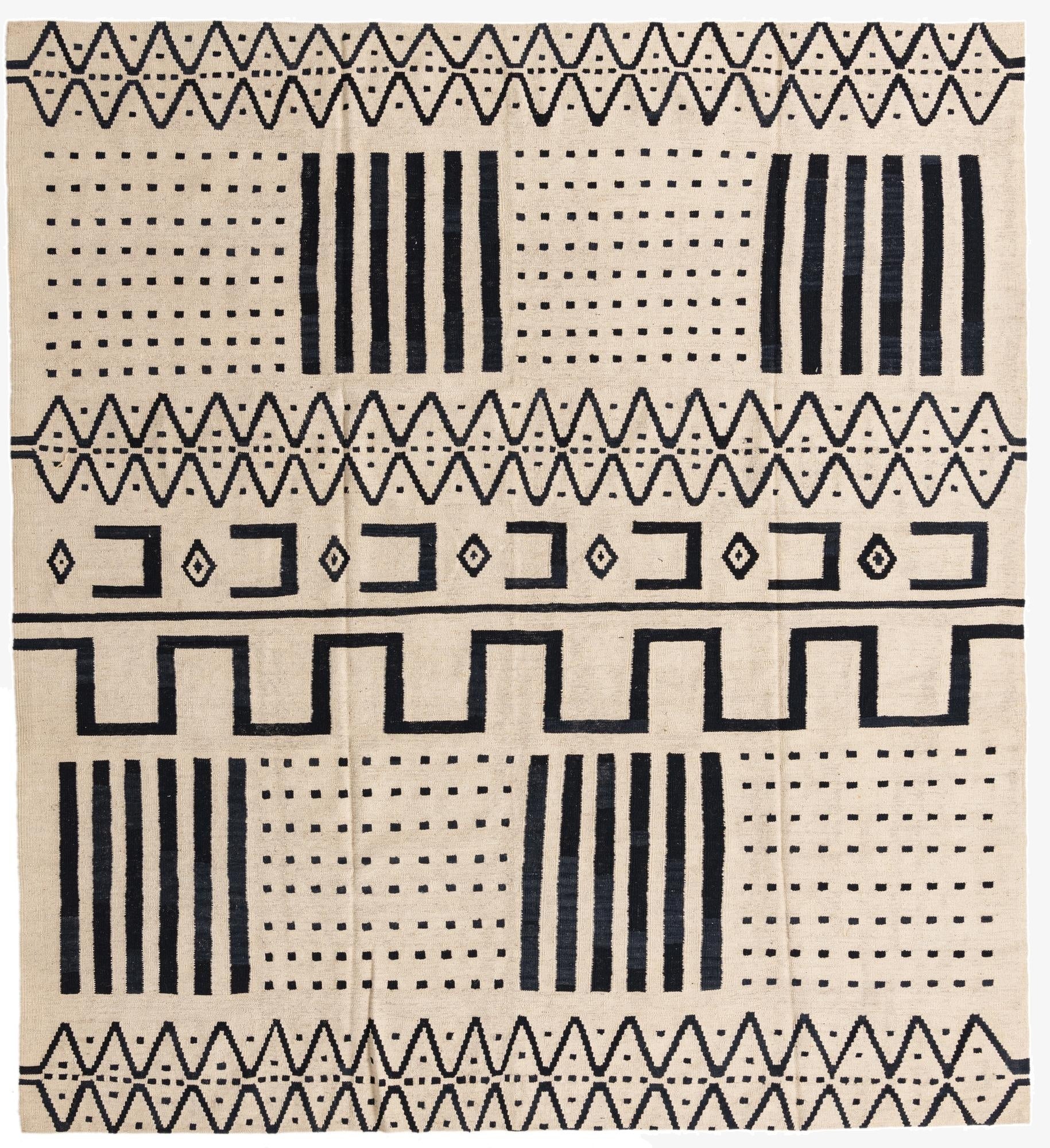 8' 6 x 9' 5  Hand Woven Kilim Modern Wool Rug