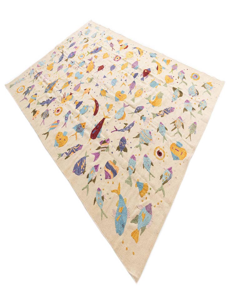 Detail image of 6' 5 x 9' 5  Hand Woven Kilim Suzani Wool Rug