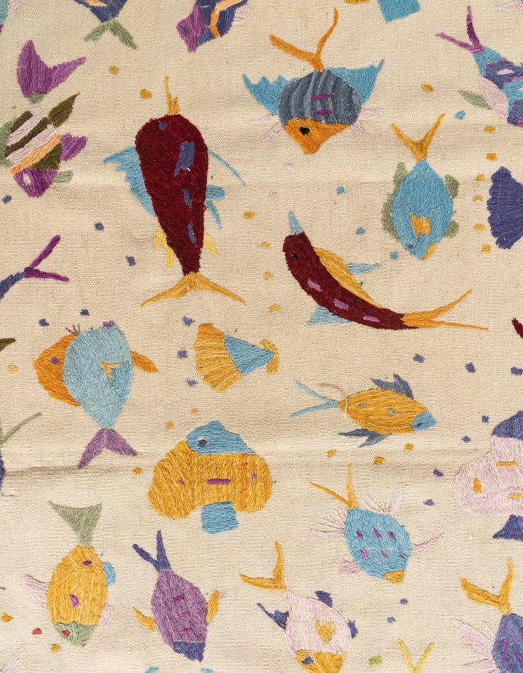 Detail image of 6' 5 x 9' 5  Hand Woven Kilim Suzani Wool Rug