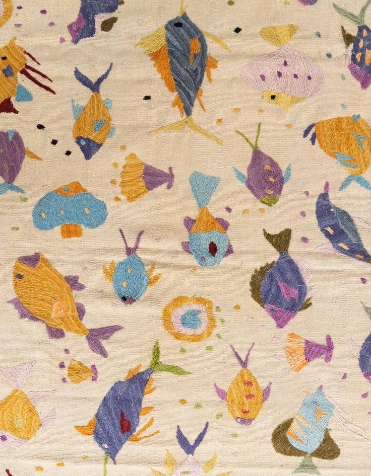 Detail image of 6' 5 x 9' 5  Hand Woven Kilim Suzani Wool Rug