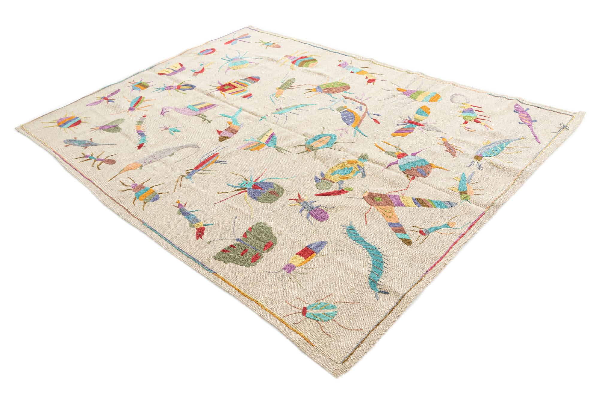 5' 5 x 7' 4 Hand Woven Kilim Suzani Wool Rug