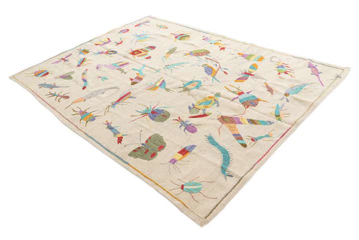 5' 5 x 7' 4 Hand Woven Kilim Suzani Wool Rug