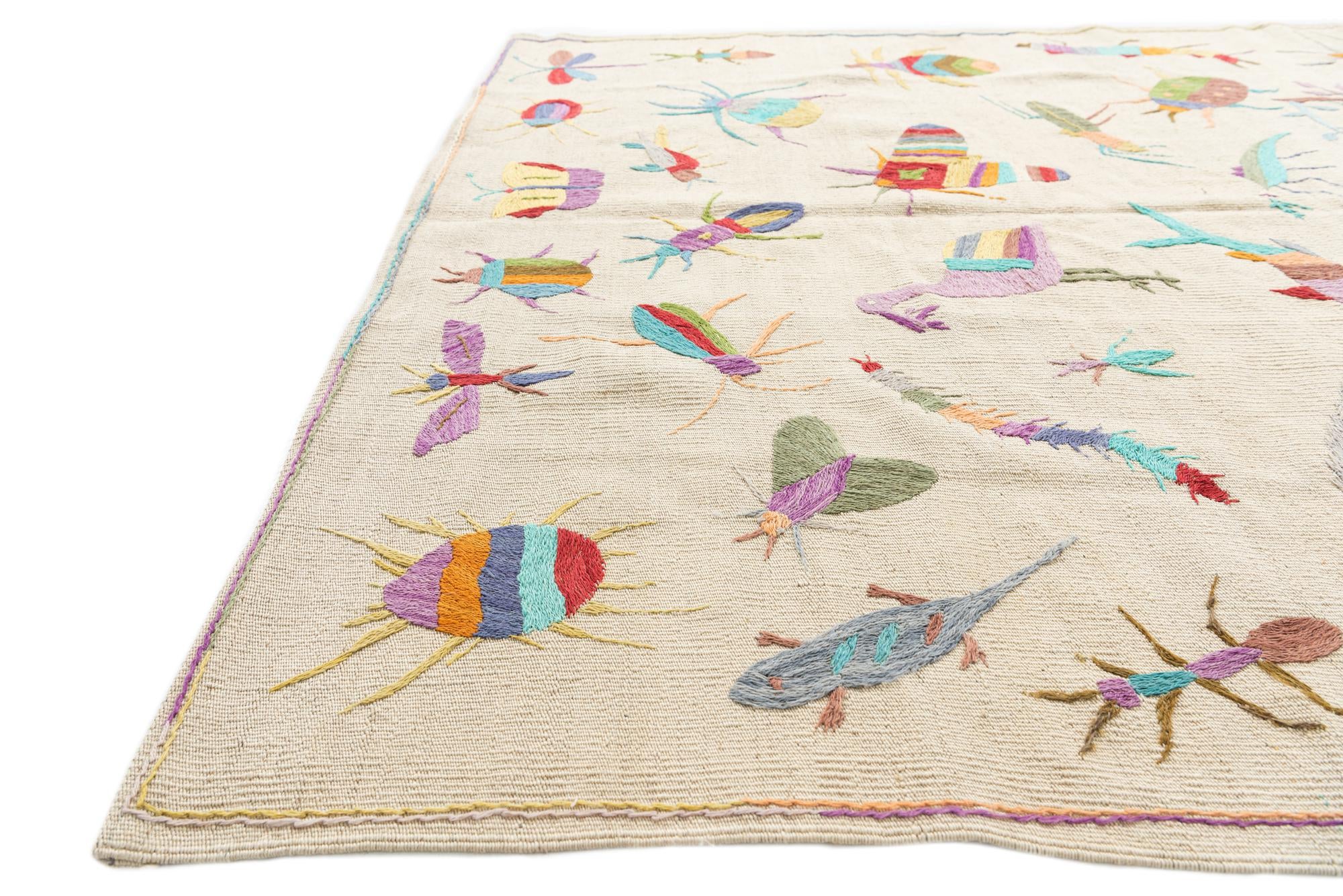 5' 5 x 7' 4 Hand Woven Kilim Suzani Wool Rug
