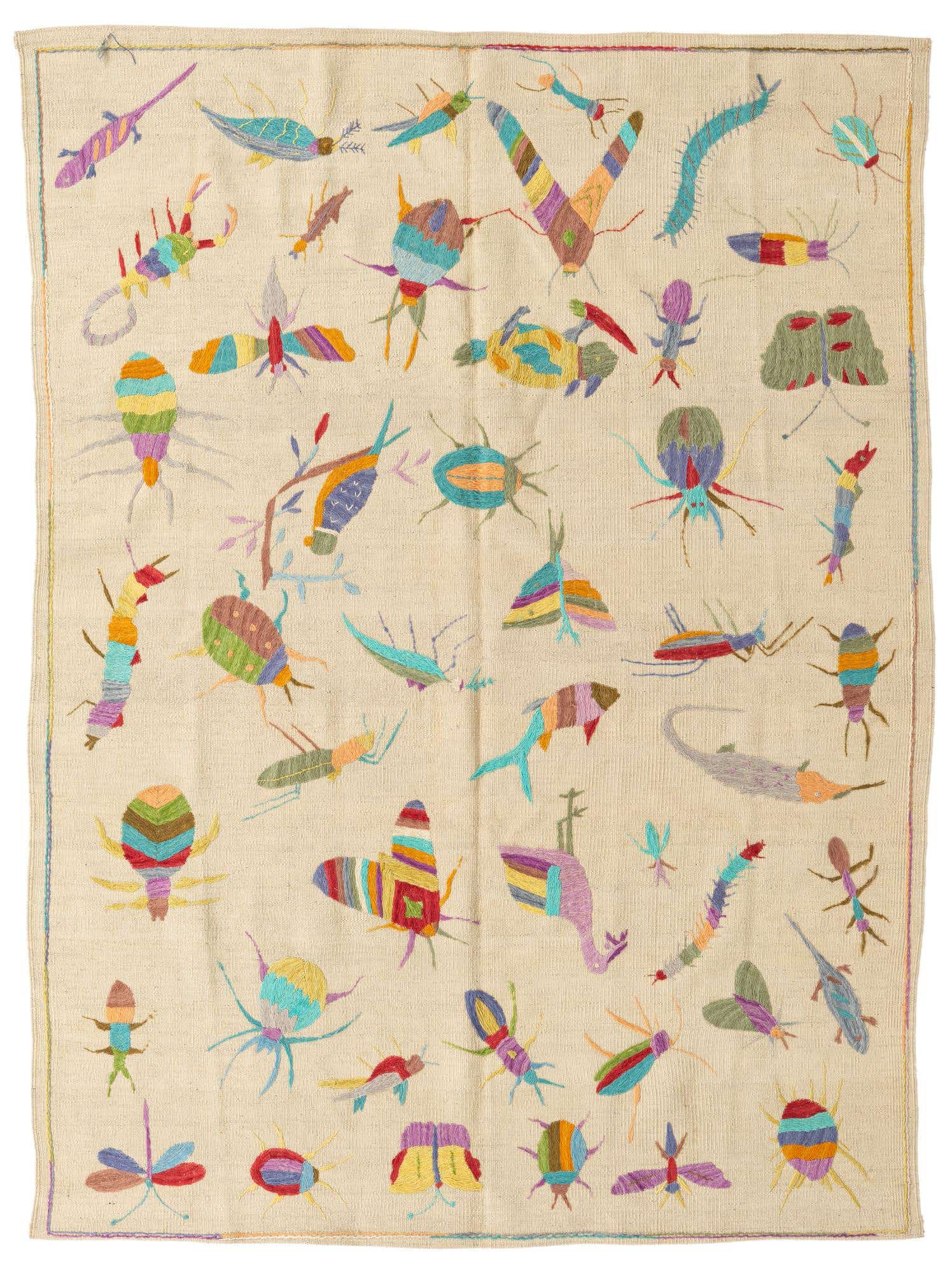5' 5 x 7' 4 Hand Woven Kilim Suzani Wool Rug