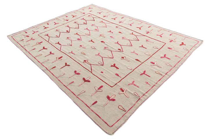 6' x 7' 6 Hand Woven Kilim Suzani Wool Rug