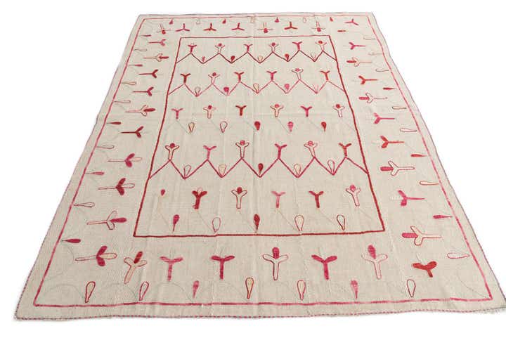 6' x 7' 6 Hand Woven Kilim Suzani Wool Rug