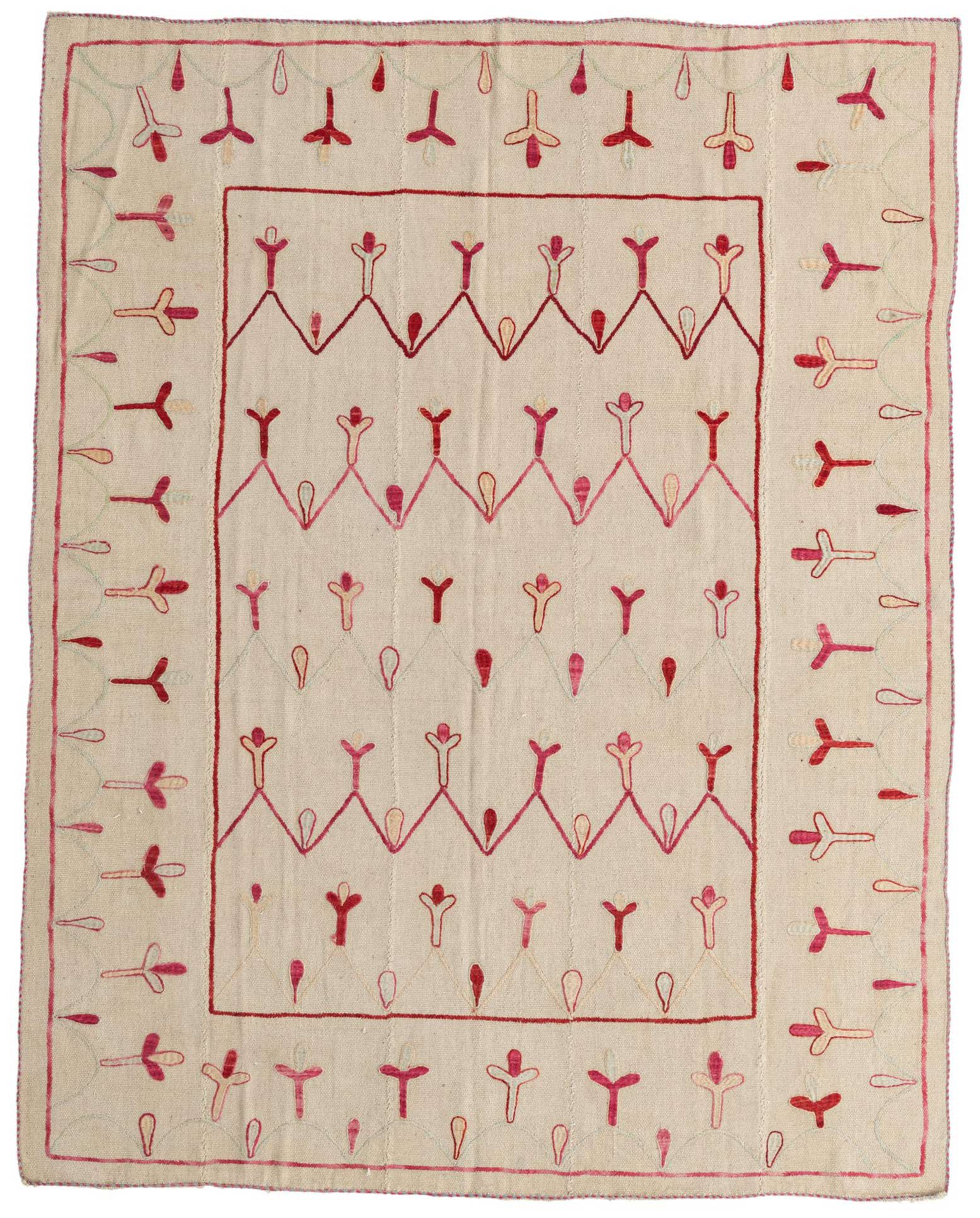 6' x 7' 6 Hand Woven Kilim Suzani Wool Rug