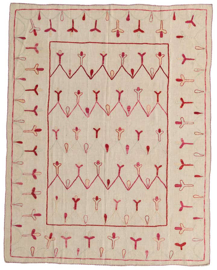 6' x 7' 6 Hand Woven Kilim Suzani Wool Rug