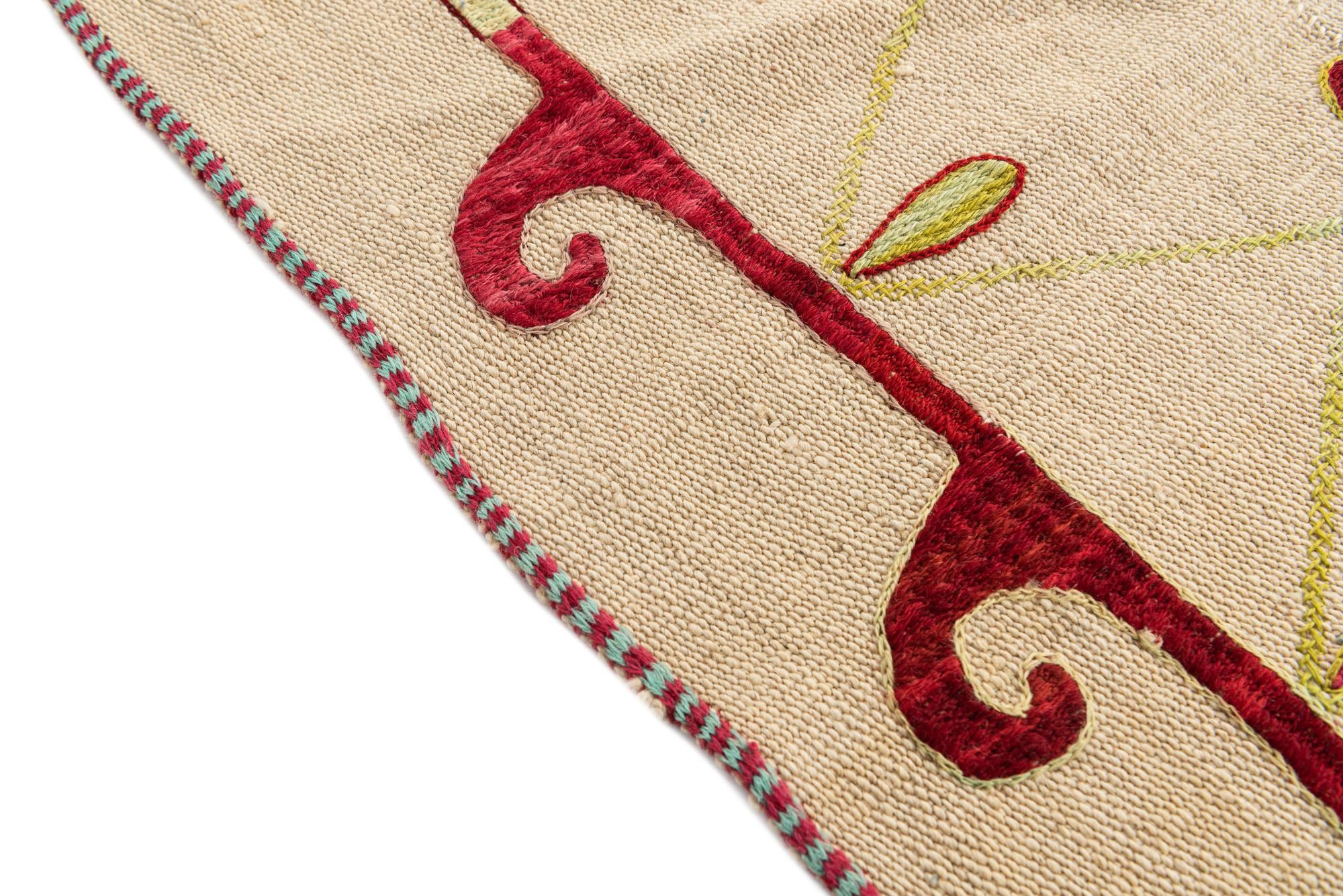 5' 10 x 7' 5 Hand Woven Kilim Suzani Wool Rug