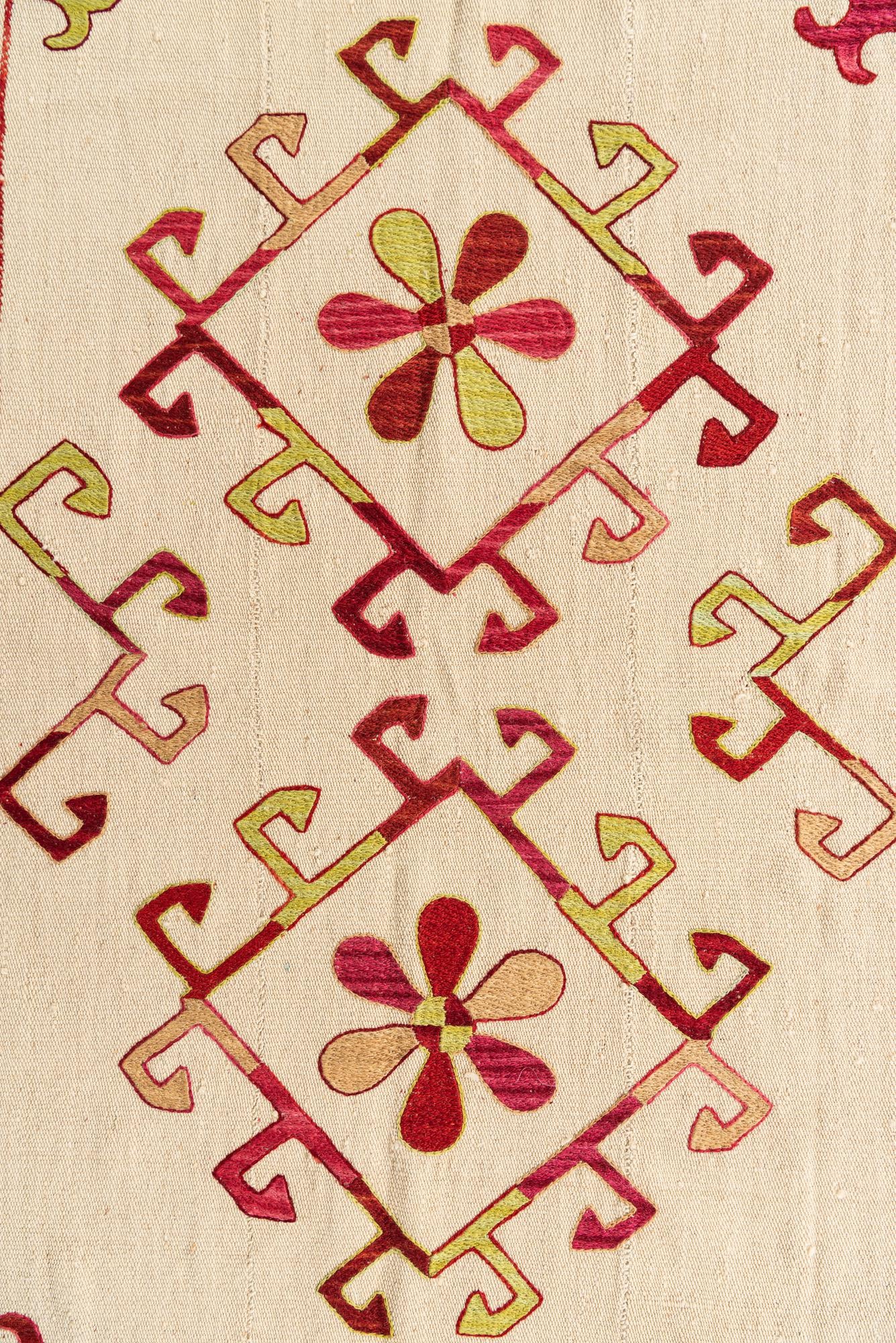 5' 10 x 7' 5 Hand Woven Kilim Suzani Wool Rug