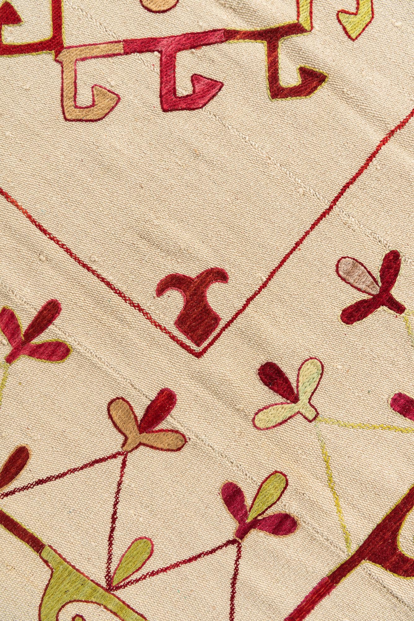 5' 10 x 7' 5 Hand Woven Kilim Suzani Wool Rug