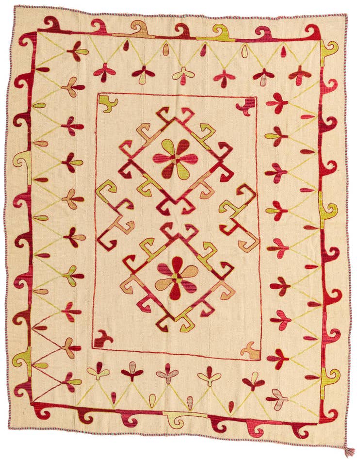 Detail image of 5' 10 x 7' 5 Hand Woven Kilim Suzani Wool Rug