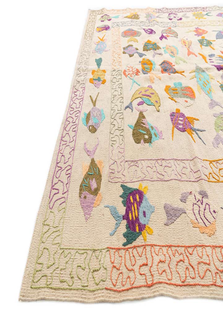 5' 6 x 7' 8 Hand Woven Kilim Suzani Wool Rug