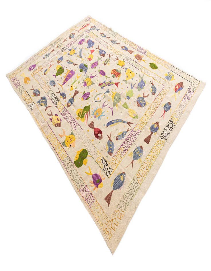 Detail image of 5' 7 x 7' 9  Hand Woven Kilim Suzani Wool Rug