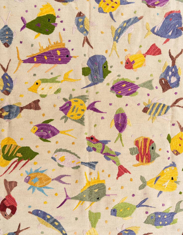 Detail image of 5' 7 x 7' 9  Hand Woven Kilim Suzani Wool Rug