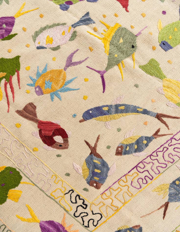 Detail image of 5' 7 x 7' 9  Hand Woven Kilim Suzani Wool Rug