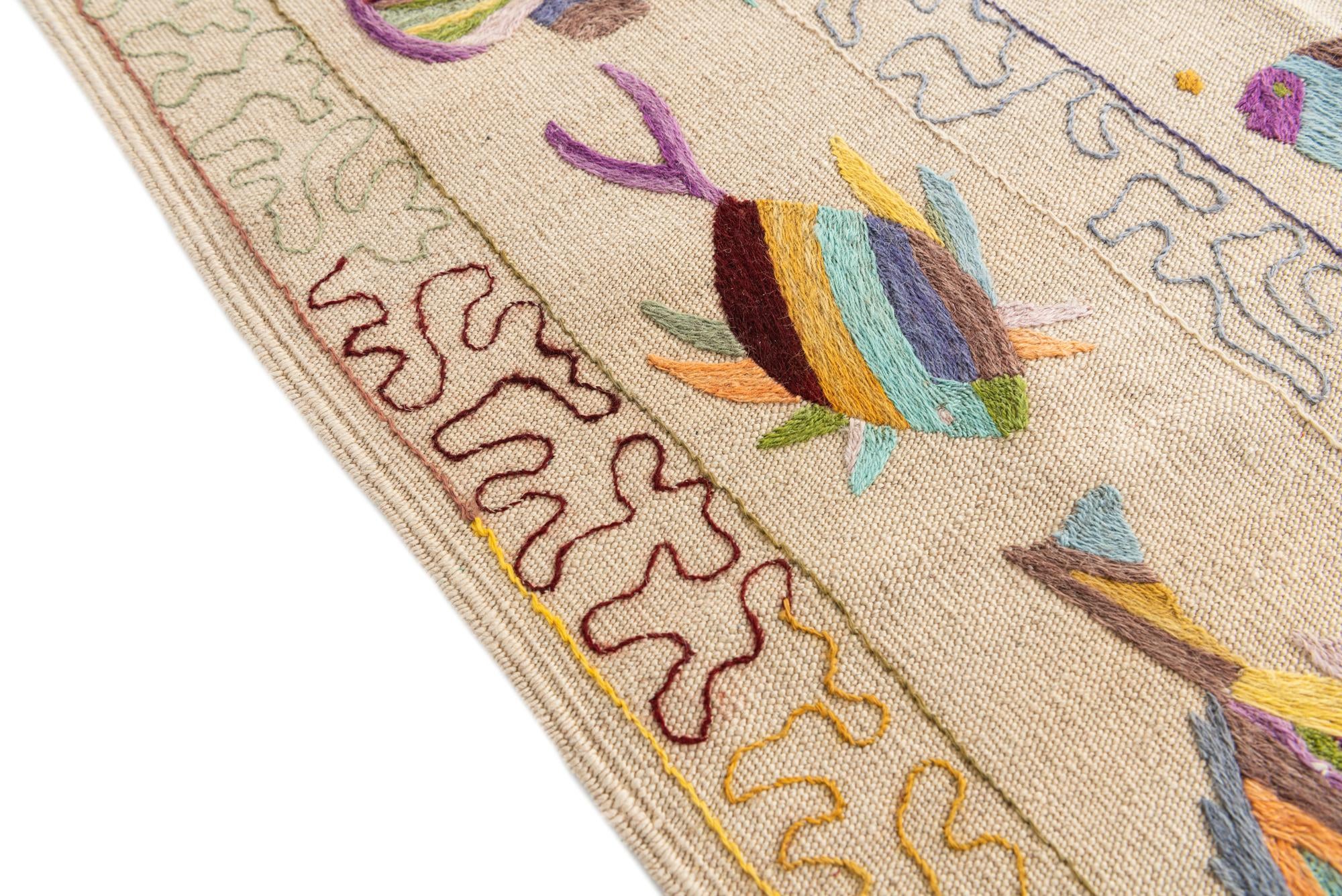 6' 4 x 9' 5 Hand Woven Kilim Suzani Wool Rug