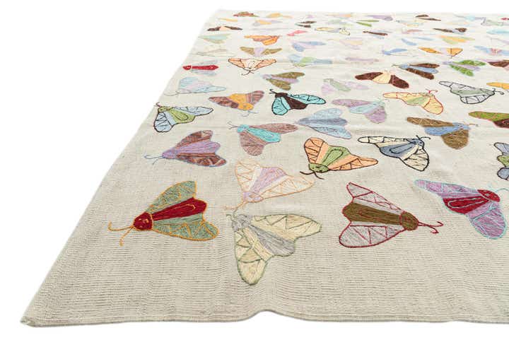 8' 1 x 9' 4 Hand Woven Kilim Suzani Wool Rug