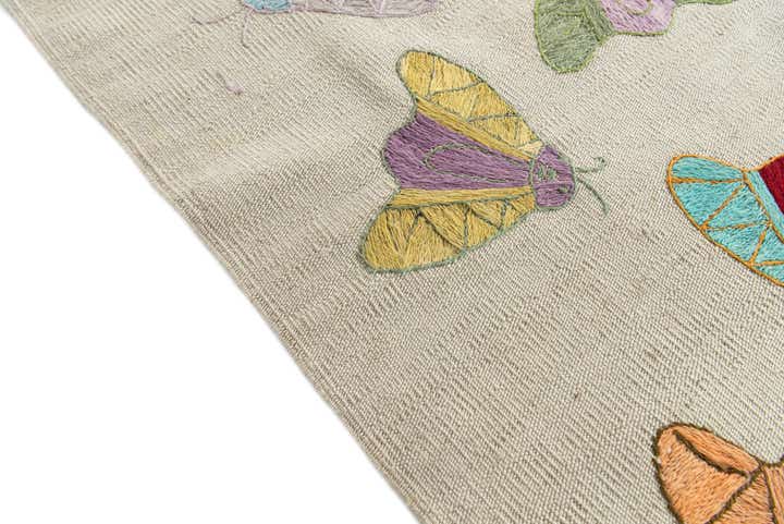 8' 1 x 9' 4 Hand Woven Kilim Suzani Wool Rug